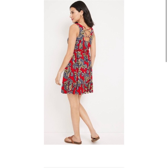 NWT Maurices Floral Red Blue Sleeveless Skater Dress Plus Size 2X Women - Picture 12 of 13